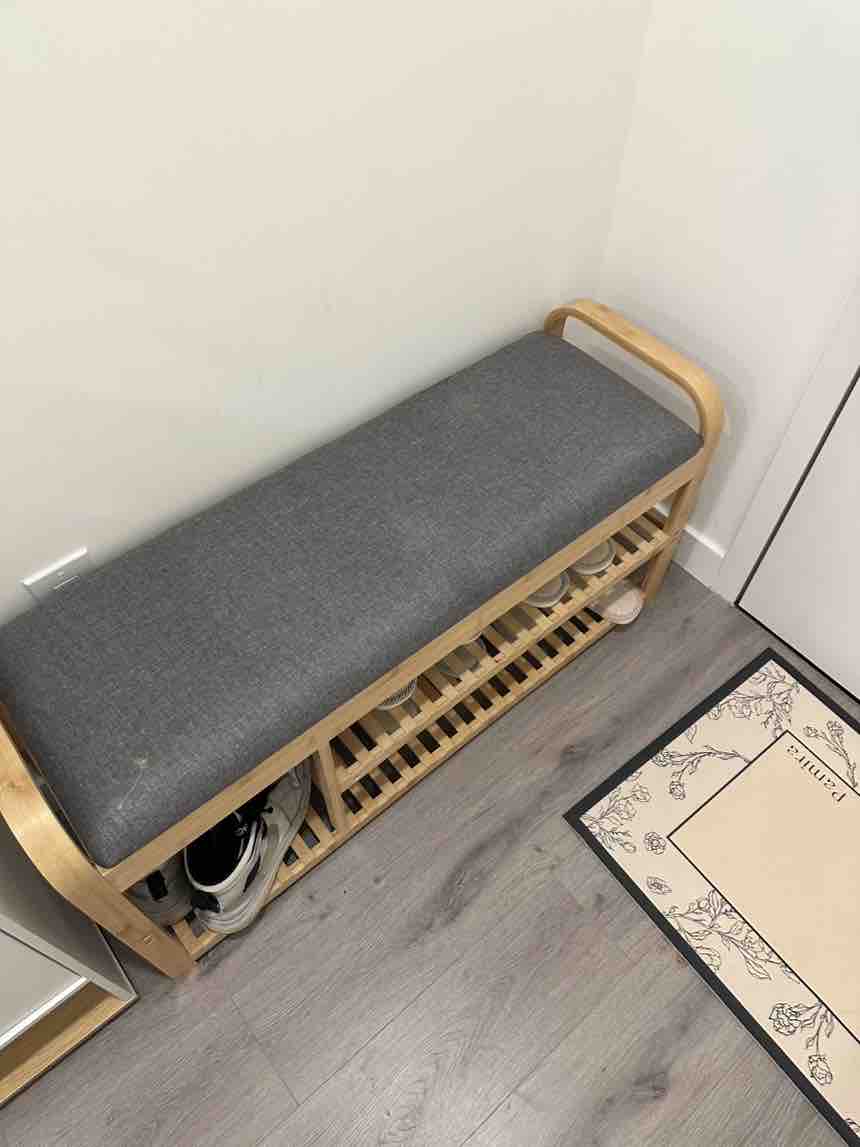 Costway 3-Tier Shoe Rack，Industrial Shoe Bench with Storage Shelves for  LivingRoom Grey